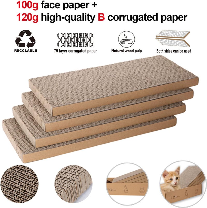 Mankaide 4 Packs in 1 Cat Scratch Pad with Box, Cat Scratcher Cardboard,Reversible,Durable Recyclable Cardboard, Suitable for Cats to Rest, Grind Claws and Play with Scratch Box - Image 3